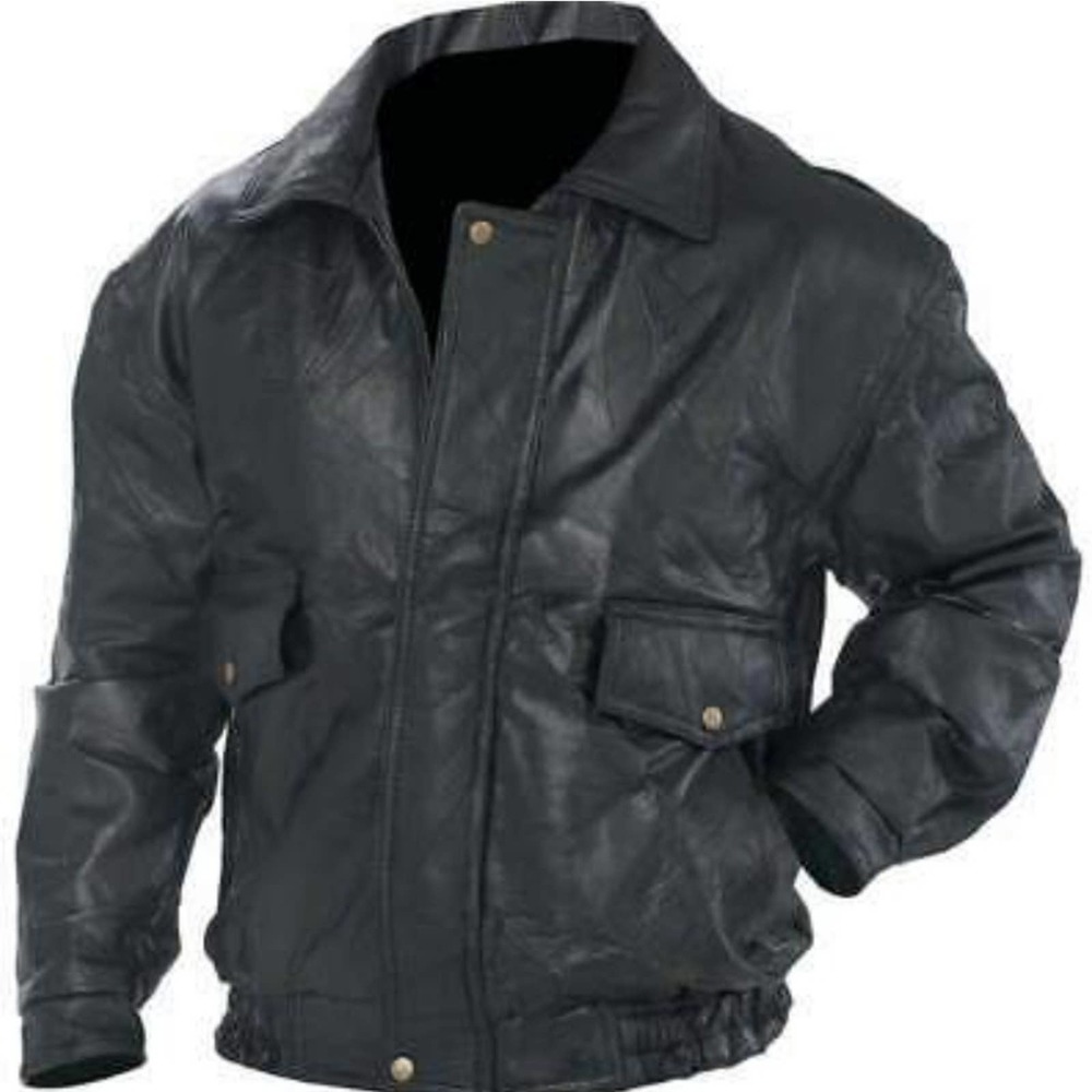 Napoline Leather Outfitters Roman Rock Bomber Jacket in Black - NWT